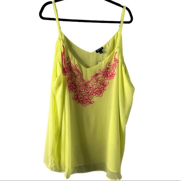 TORRID WOMEN'S SOPHIE CAMI- CHIFFON EMBROIDERED NEON TANK TOP SIZE 5X NWT - Picture 6 of 10